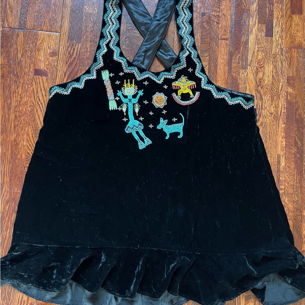 Double D Ranch Black Velvet Embroidered Blouse